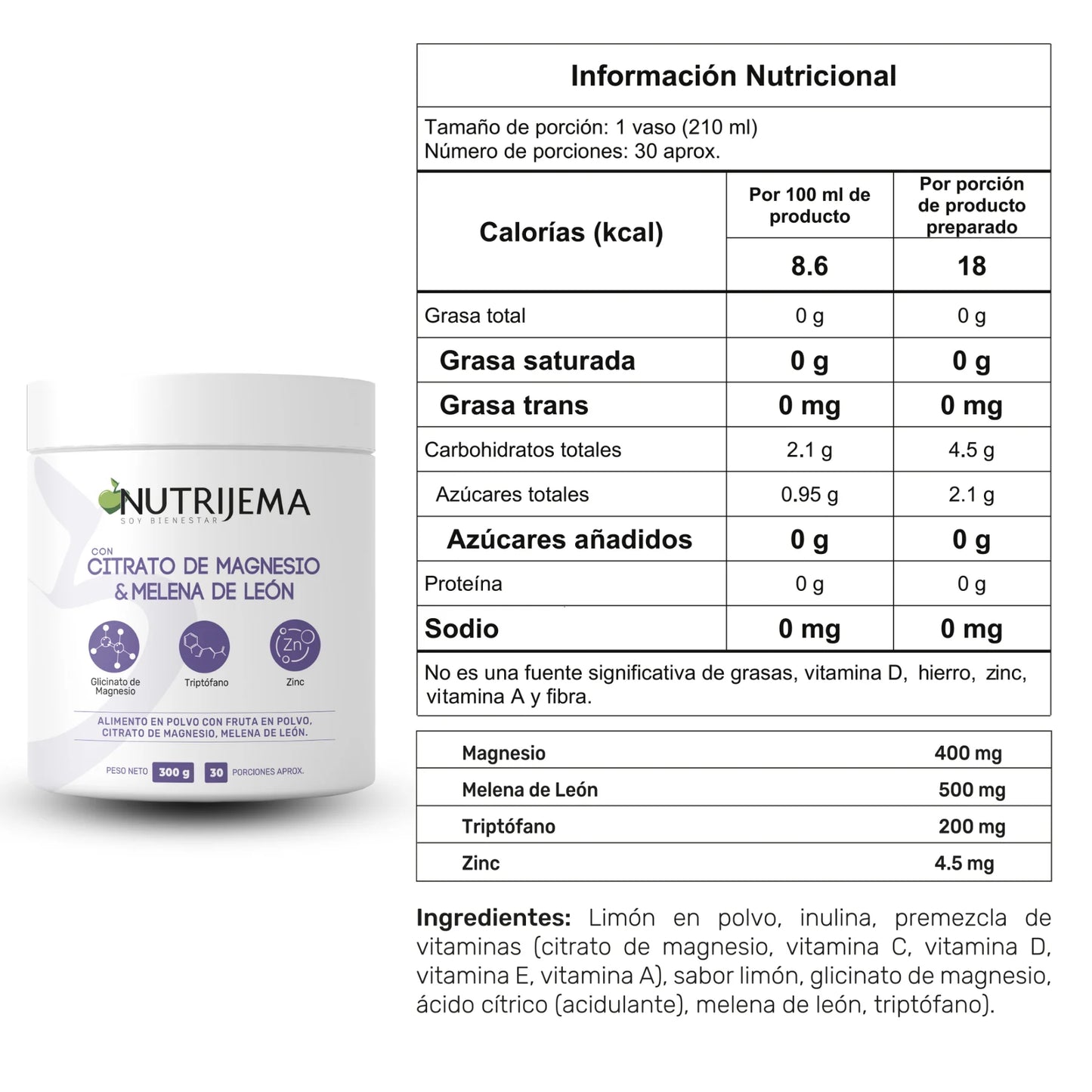 Citrato de Magnesio con Melena de León